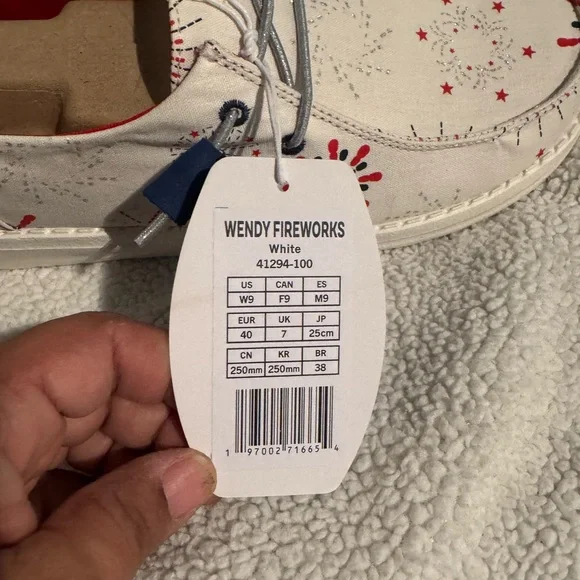 Hey Dude Women’s White Red Firework Slip-On Shoes - Picture 4 of 7